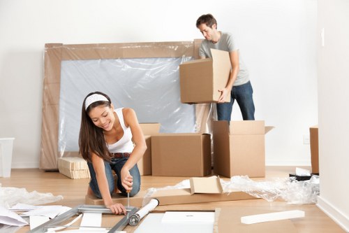 Moving van ready for a residential move in London street