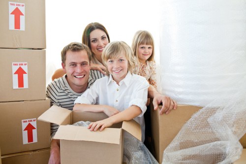 Prepared furniture items awaiting pick-up from a London property